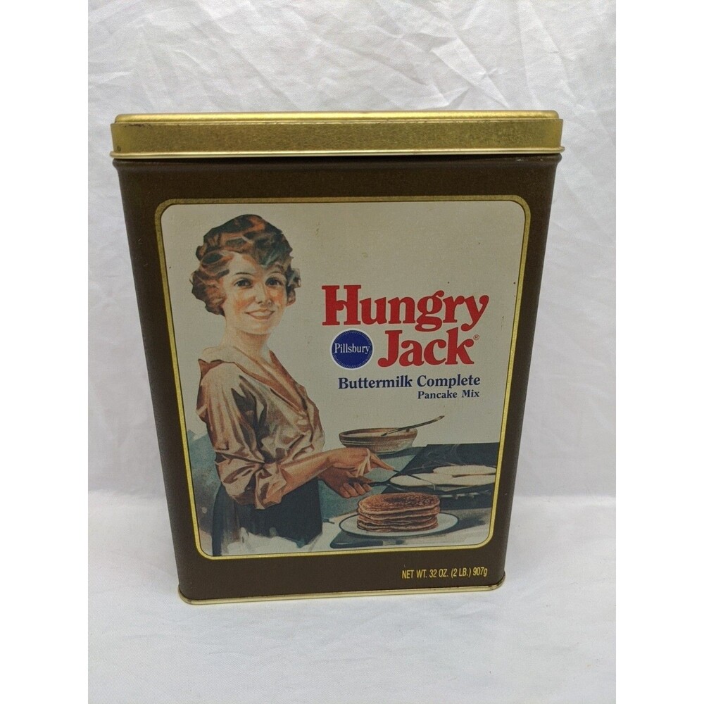*EMPTY TIN*Pillsbury Hungry Jack Buttermilk Pancake Mix Tin 6"x 2 1/2" X 6 1/2"
